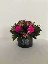 Caja Redonda Flores Preservadas Frida Rosa Fuerte Ø16 H14.5 cm Copy
