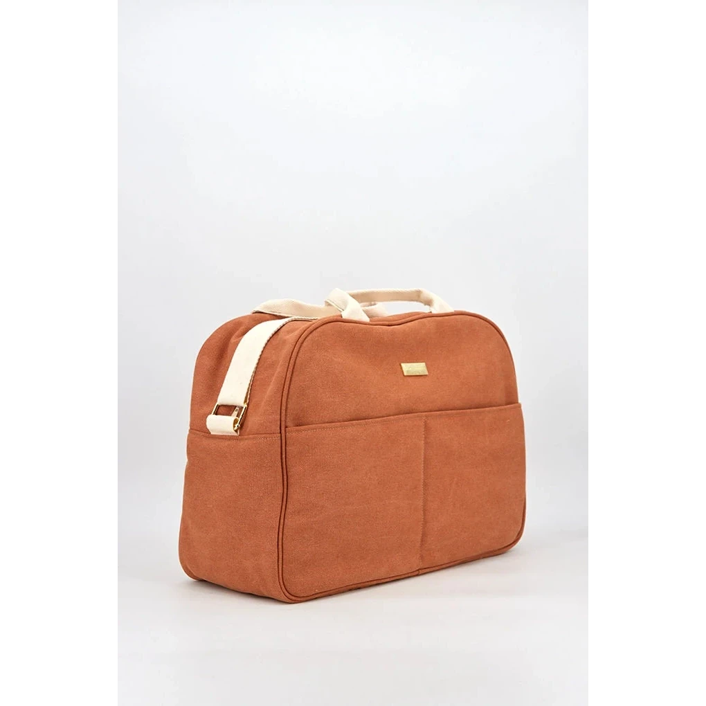 Maternity-taske i stof, Terracotta farve