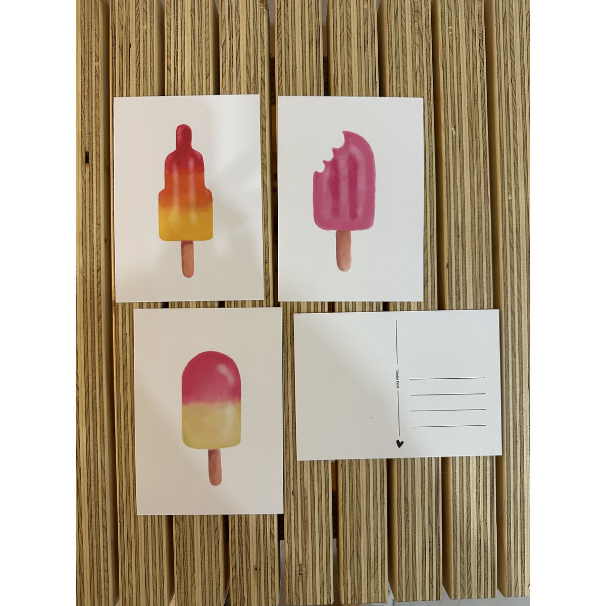 Carte postale glace - lot de 3