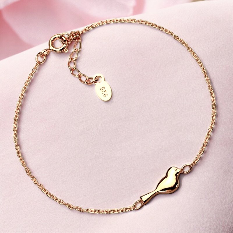 925 sølvarmbånd med fuglemotiv - 18K forgyldt, 16,5 cm længde - ARM925-35