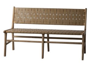 TEAK LEDEREN BANK 140X59X89 BEIGE MB208009
