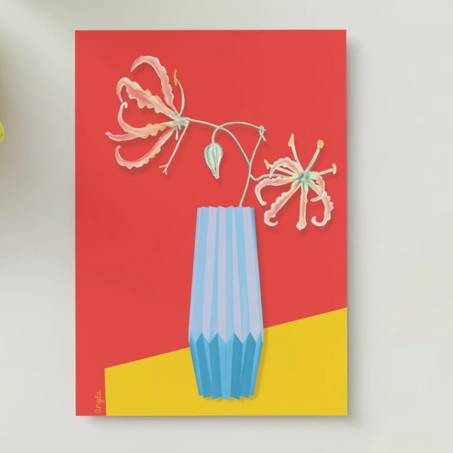 colorful floral greeting cards set -12 pieces - Blank