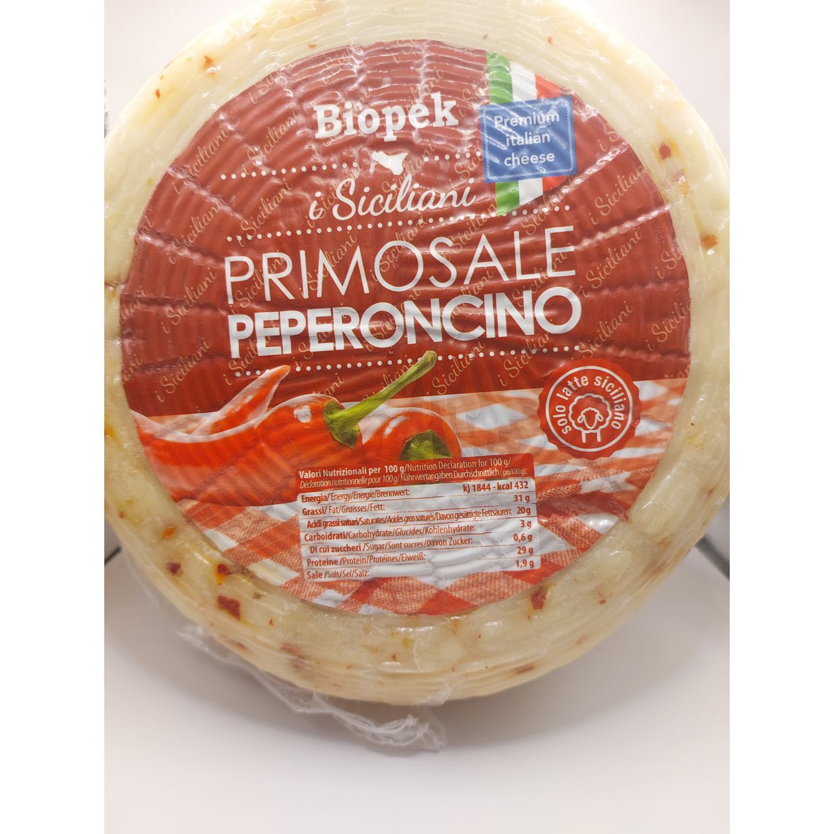 Pecorino de Sicilia primo venta con pimiento rojo 225 gr