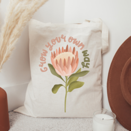 Stofpose Protea "Grow your own way" blomst - jutepose taske plante boho