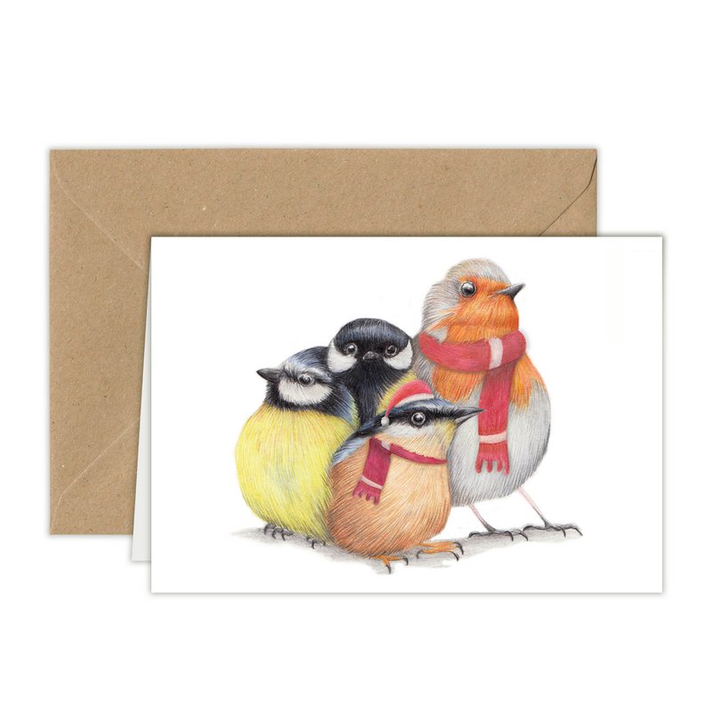 Birds Christmas Card, Greeting Card, Holiday Card 12,3 x 17,5 cm