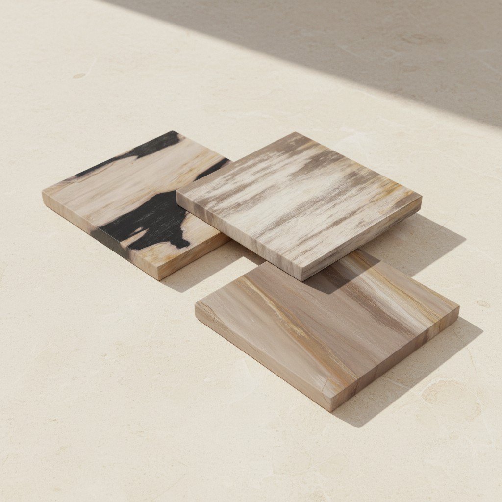 Tablett aus versteinertem Holz – 20 × 20 cm | Gemischte Auswahl