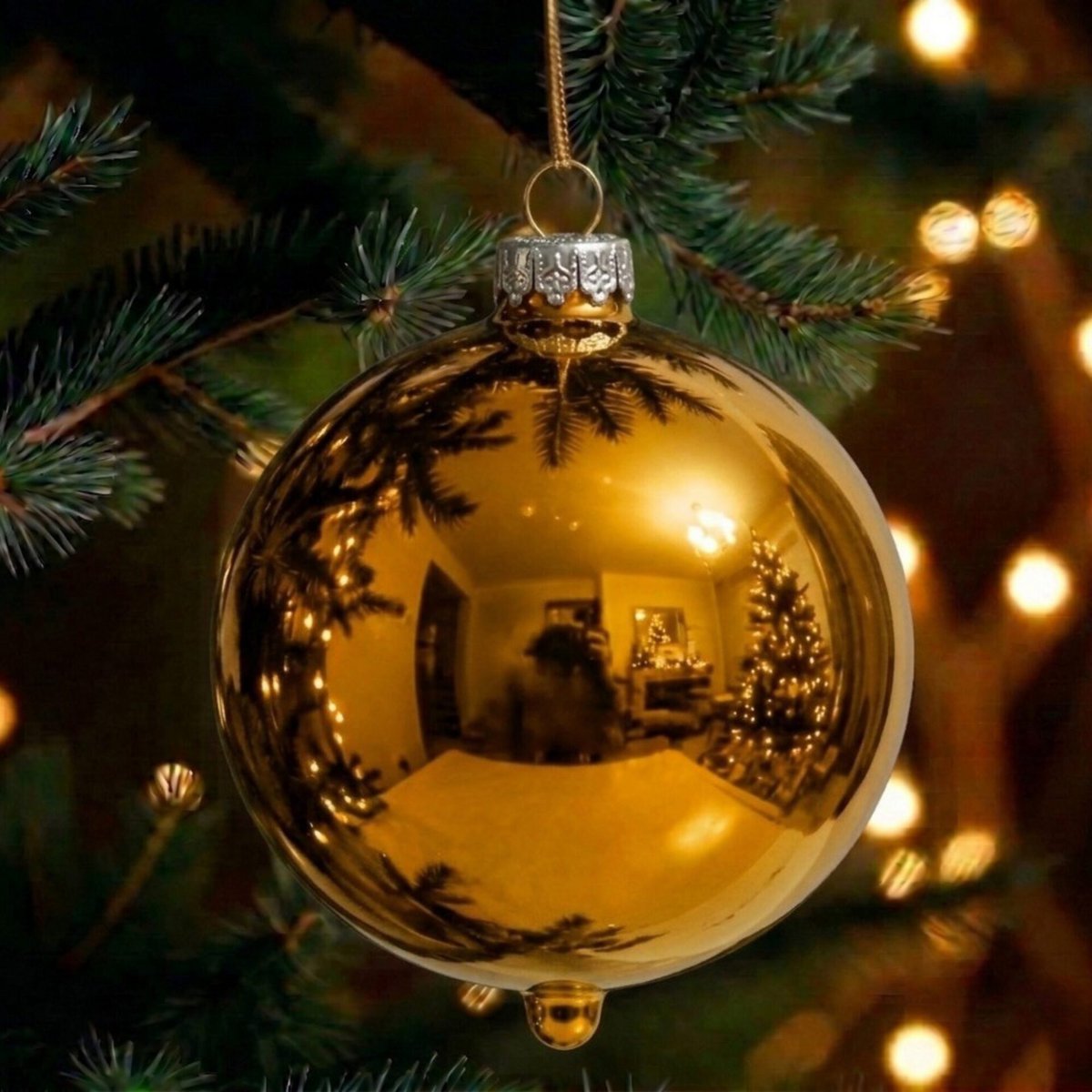 "Noël doré" - Boules de Noël 8 cm or brillant