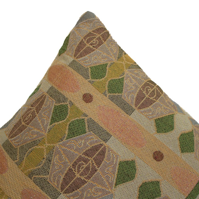 NIN-NIT | Cojín Nouveau de Soleil | 100% algodón tejido | cojín decorativo con soles, mosaico, estampado de naturaleza | marrón | beige | rosa | verde | amarillo | 40x60cm
