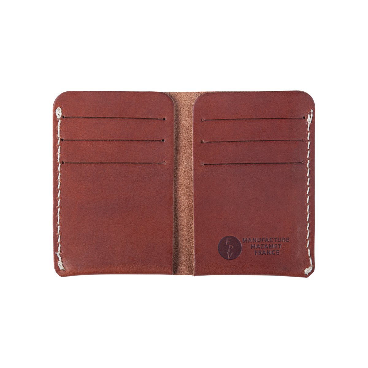 Porte-cartes en cuir cognac