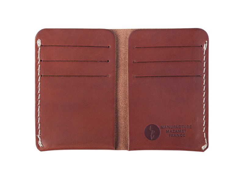 Porte-cartes en cuir cognac