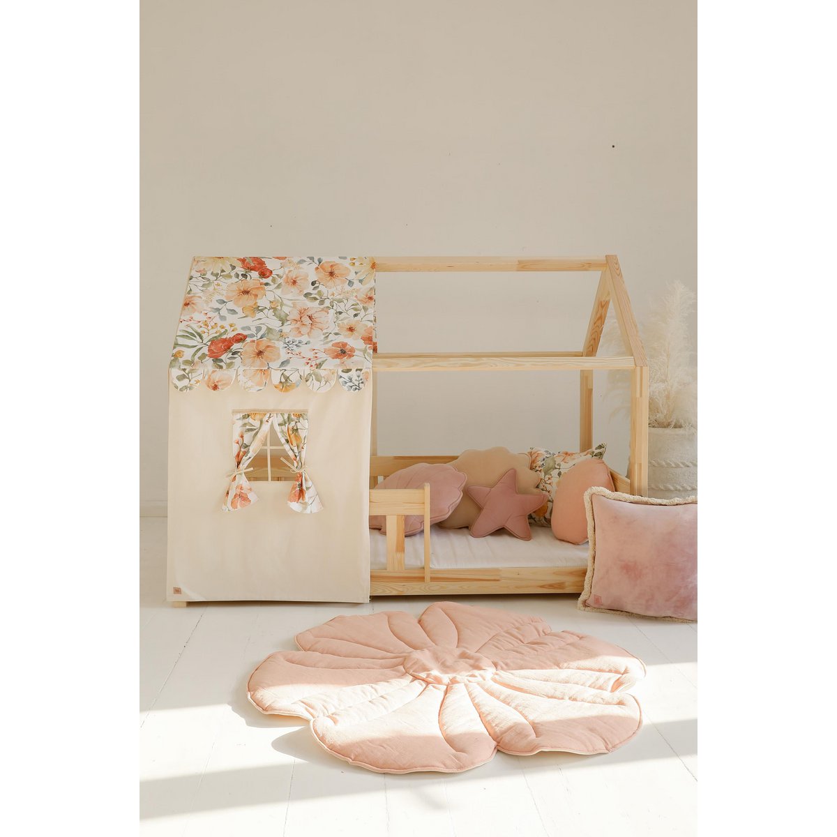 Canopy over bed in the shape of a house "Flower Power", baby crib house, Decoration for girl's room, personalized baby houses