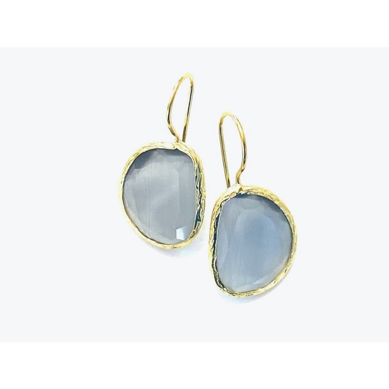 Earrings cateye stone gray