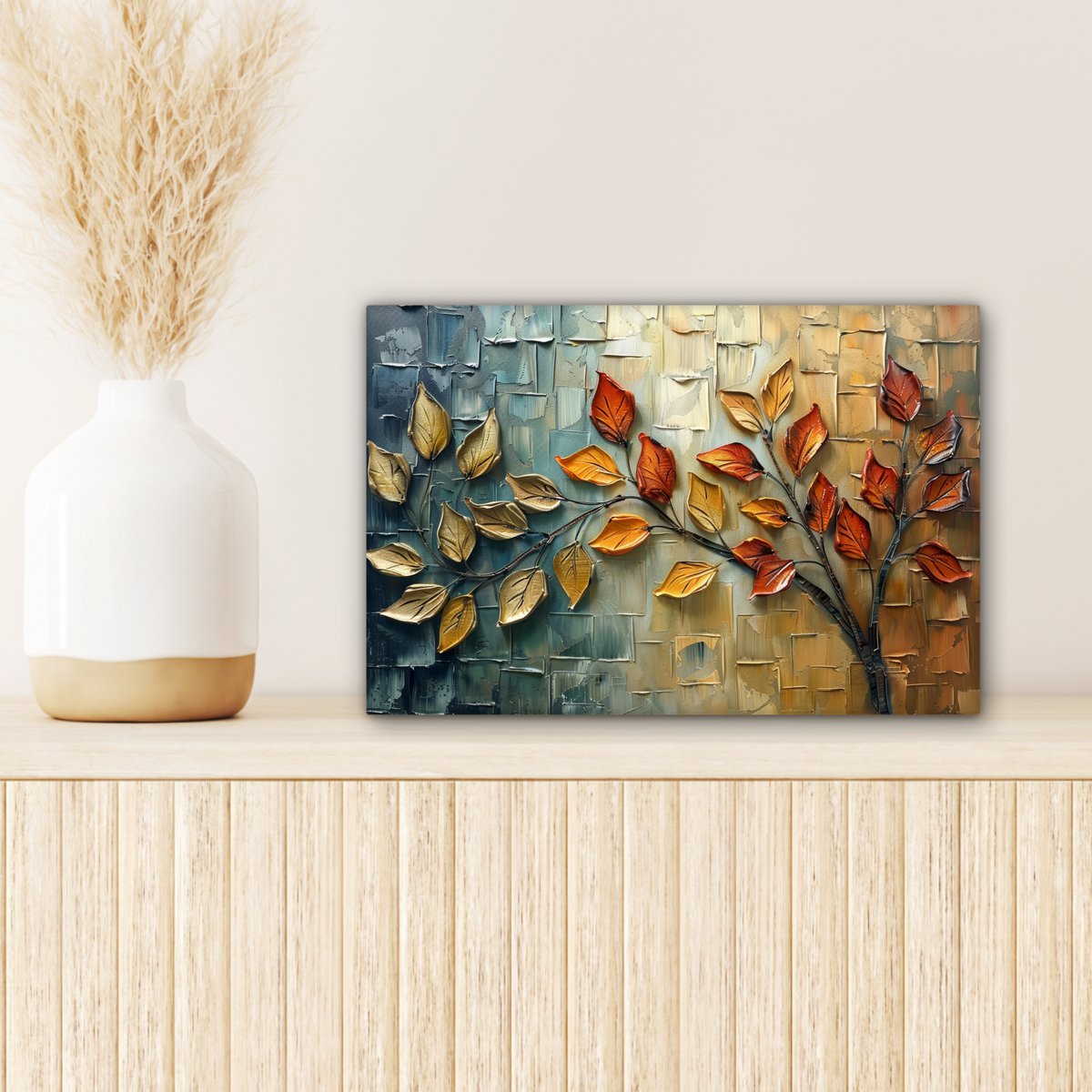 Canvas schilderij  - Wanddecoratie Boom - Abstract - Natuur - Kunst - Muurdecoratie woonkamer - Kamer decoratie modern - Abstracte schilderijen
