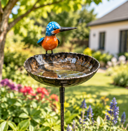 Metall Baby Kingfisher Bowl auf Stock