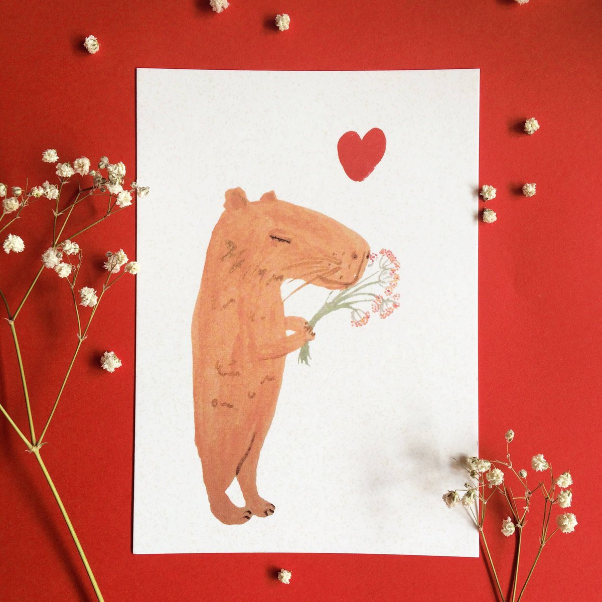 Capybara love Postcard (eco friendly)