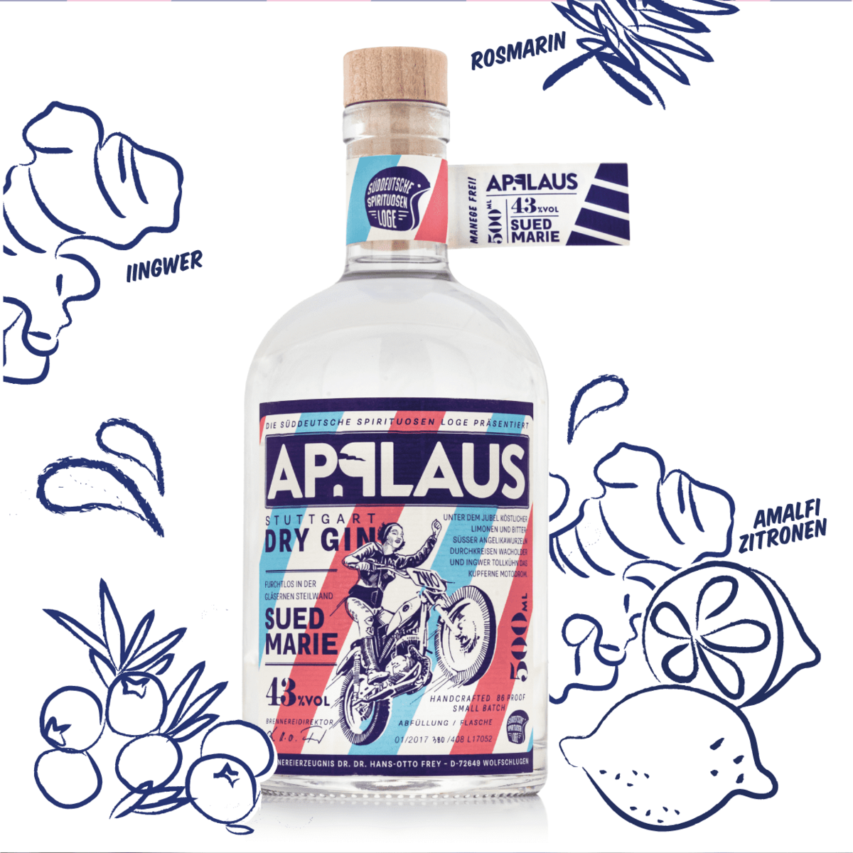Oklaski - Suchy Gin Suedmarie 43%