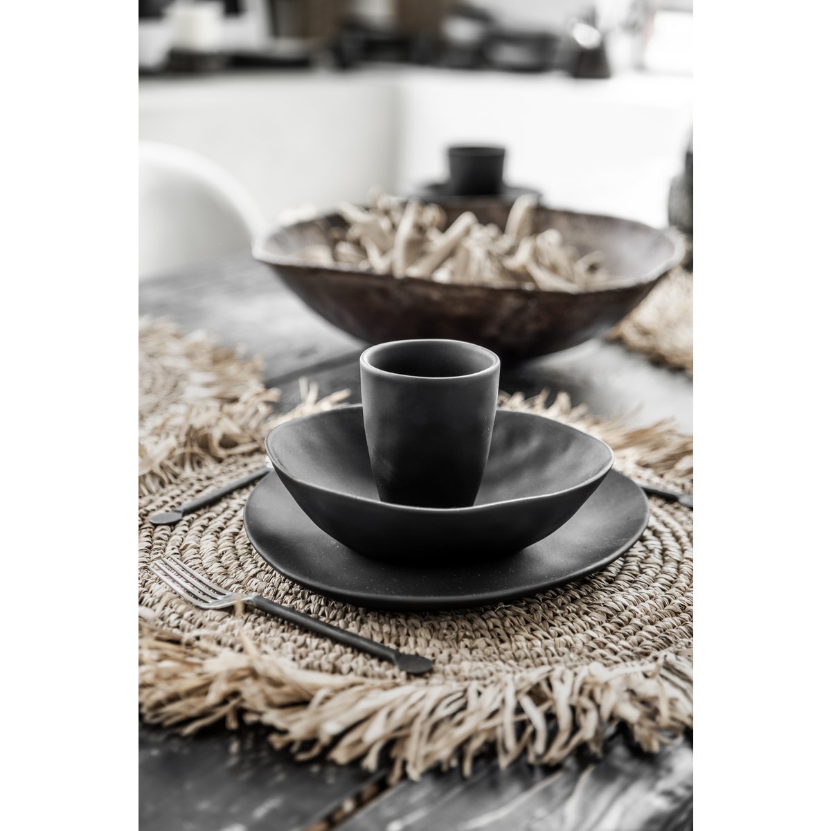 De Fringe Raffia Placemat Round - Naturel