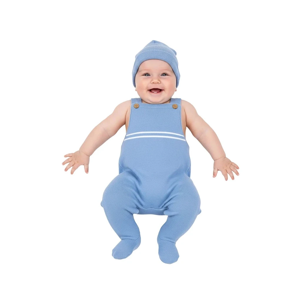 Baby strik bukser med beanie, striber