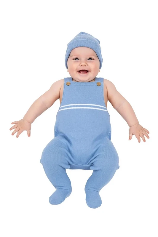 Baby strik bukser med beanie, striber