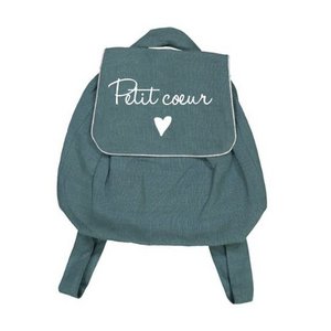 Small heart duck blue linen backpack