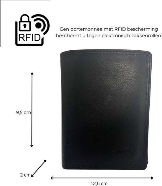 Schwarze Brieftasche Wallet Männer echt lernen RFID Anti Skim