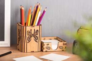 Krea-Wood Handcrafted Oak Desk Organizer