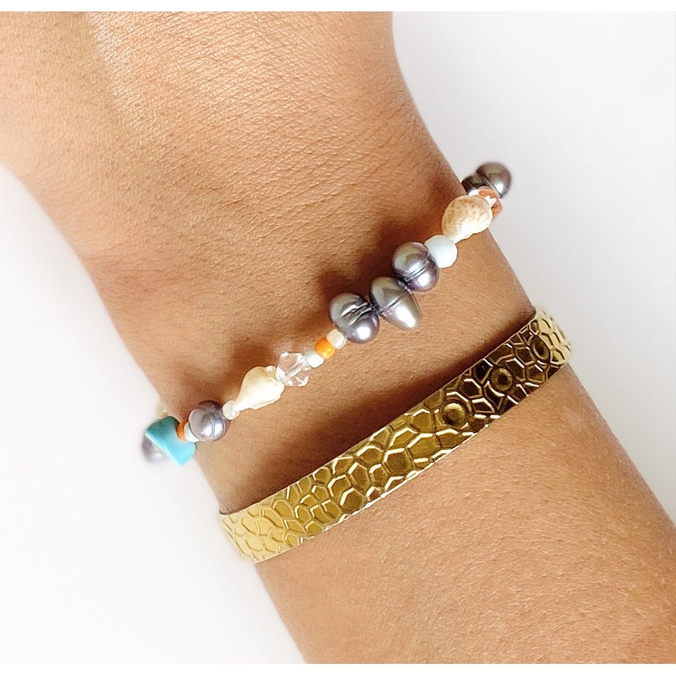 Armband met zoetwaterparels oranje