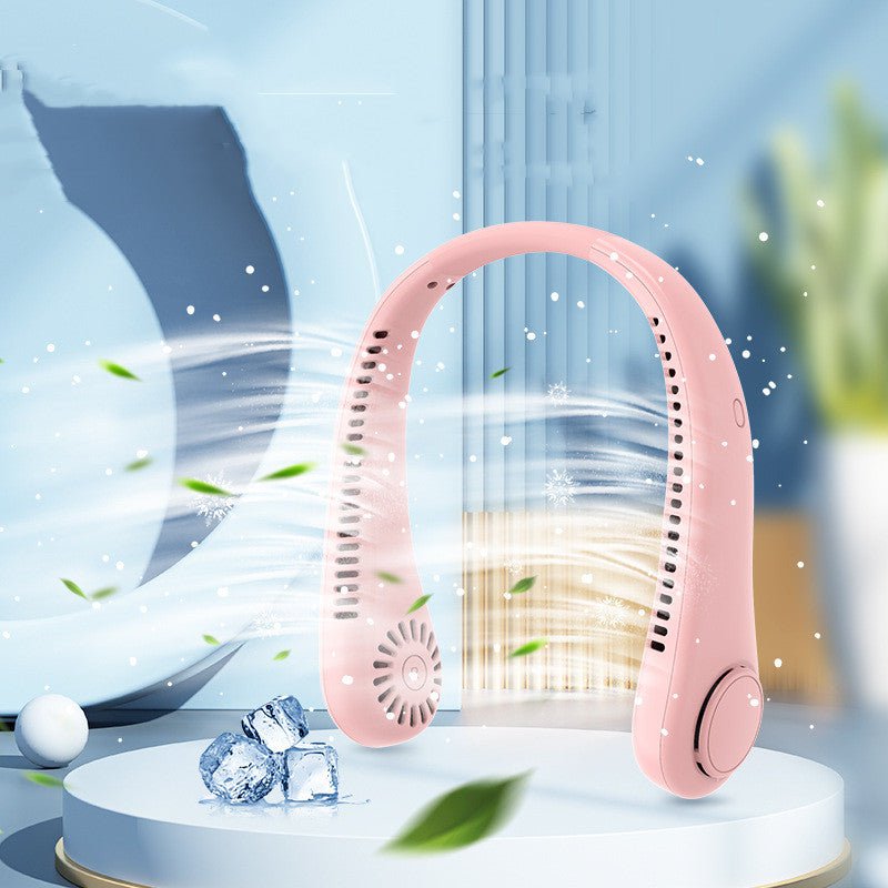 Genopladelig halsventilator Håndfri USB-miniventilator Rejser Udendørs sportsfans Bærbar Lazy Bladeless hængende halsventilator
