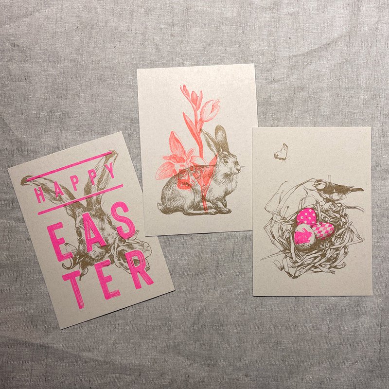 Postcard / Bunny with Daffodil / Risography