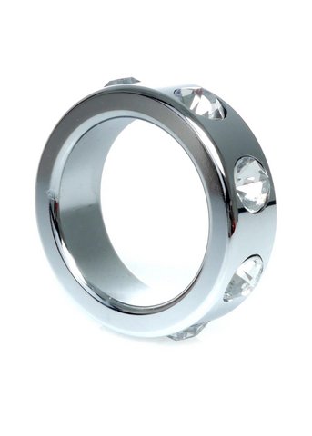 Bossoftoys - 64-00117 - Edelstahl - Metallcockring - mit weißen Diamantsteinen - kleiner Größe - Innendurchmesser 3,5 cm - Außendurchmesser 4,5 cm