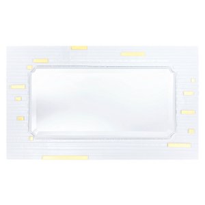 Rechteckiger Wandspiegel aus Fusion-Glas mit weißem GESSATO-Dekor cm. 80X60