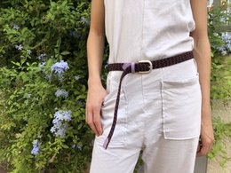 Geflochtener elastischer Damengürtel lila burgund
