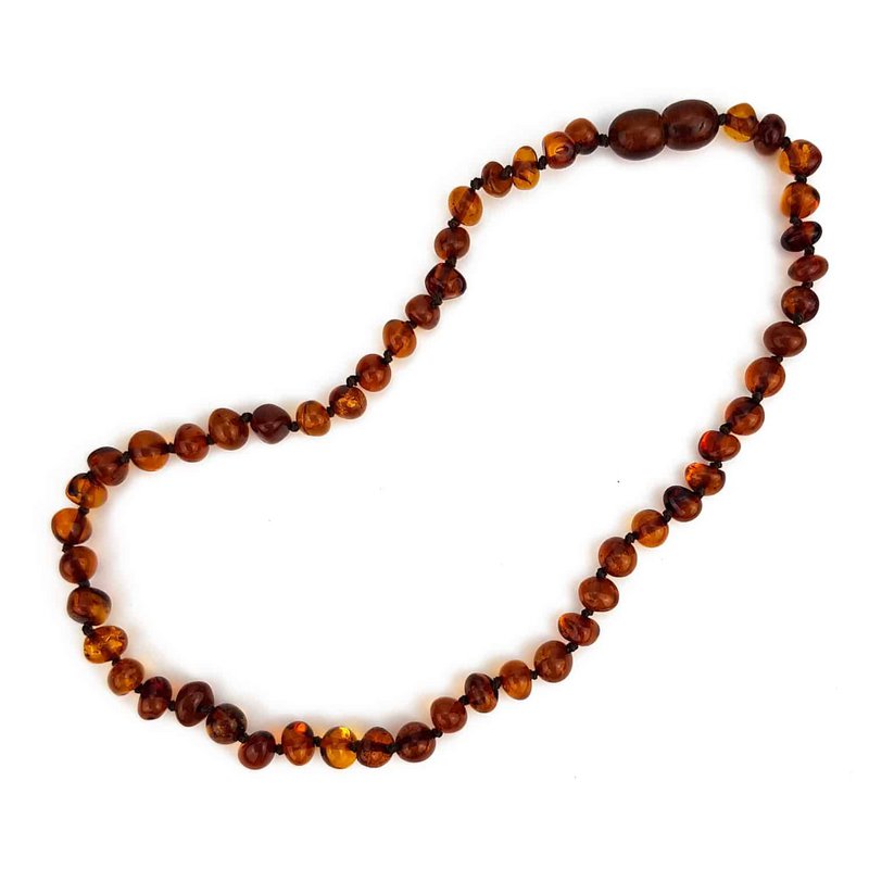 Baby/Kind – Bernsteinkette – runde Perlen – 33 cm – Cognac