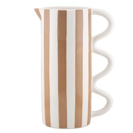 Aardewerk jug stripe bruin