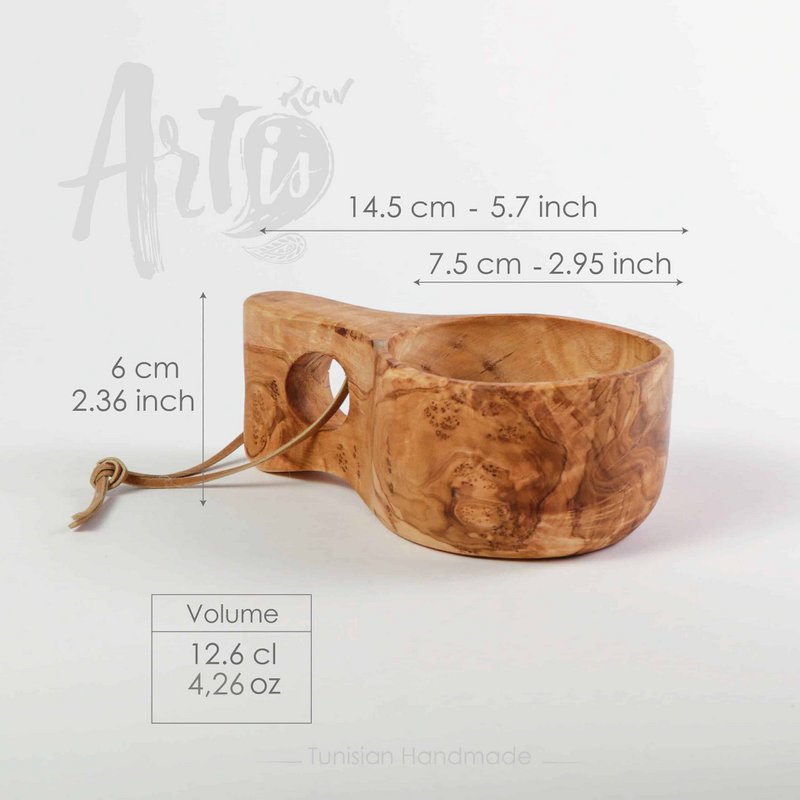 Tazza Kuksa realizzata a mano in legno d'ulivo – Tazza da campeggio in legno