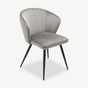 Cooper Dining Chair, Grey Velvet & Black legs