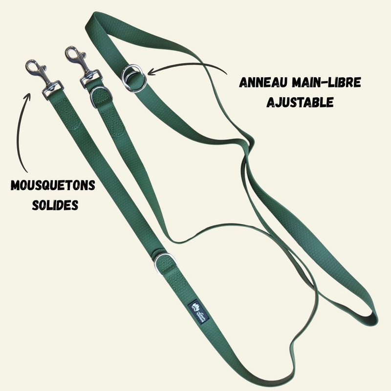 Waterproof multi-position leash Khaki green