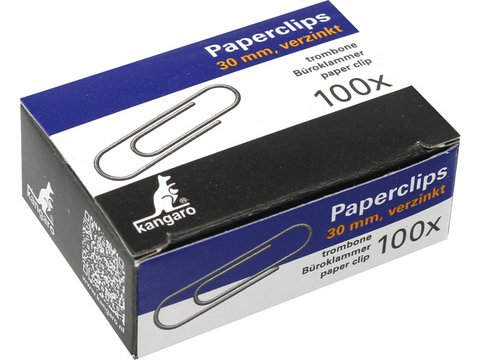 Paper clips Kangaro 30mm round box 100 pieces. Galvanized