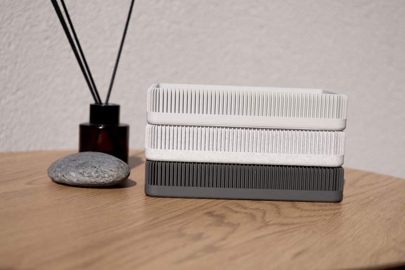 Sleek Rectangular Cool Tone Trays - Modern Ribbed Design, Perfect for Desk, Entryway, Coffee Table, or Home Organization Needs