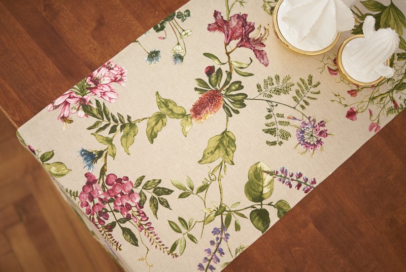 Chemin de table, mélange de polycoton, imprimé | Botanique