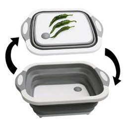 Évier pliable en silicone pour camping - Planche à découper portable