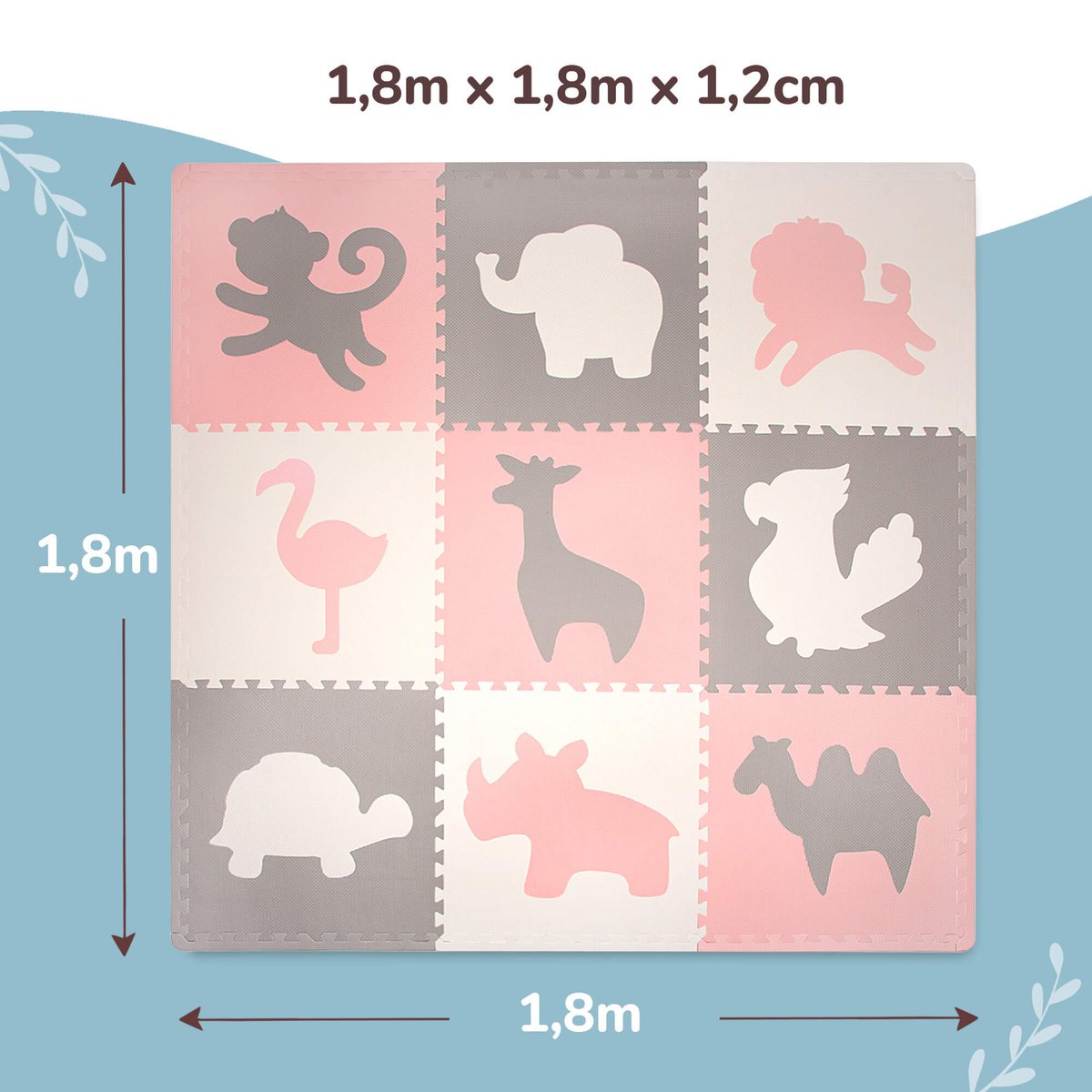 Tapis de jeu en mousse Hakuna Matte XXL «Afrique» 1,8 x 1,8 m
