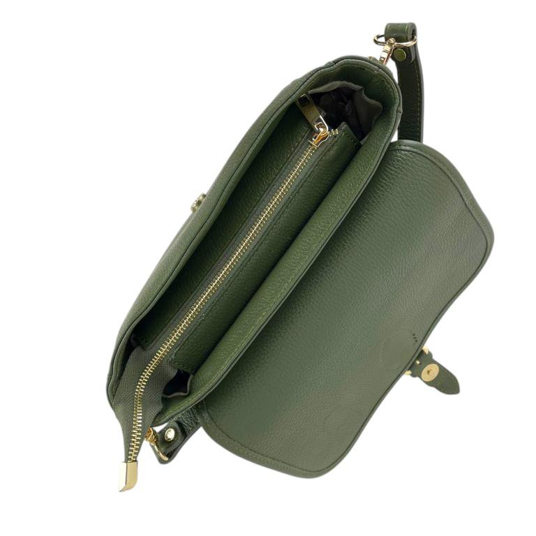 Bolso Bandolera de Piel con Asa Corta y Bolsillo Trasero B2B 57887
