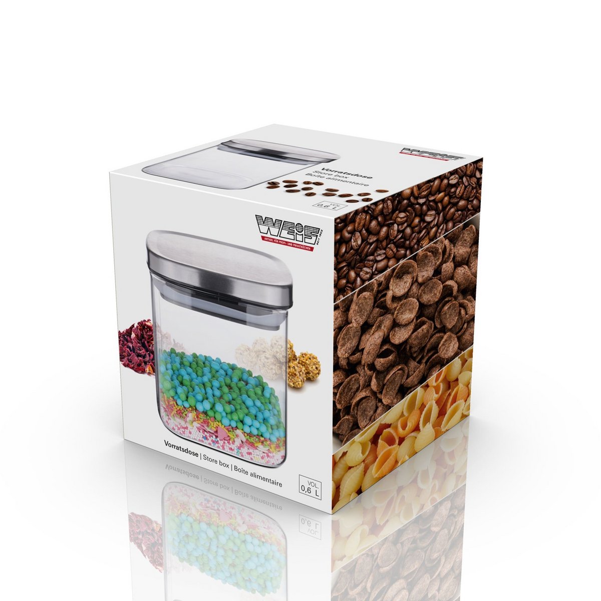 Tarro de almacenamiento de vidrio rectangular 600 ml