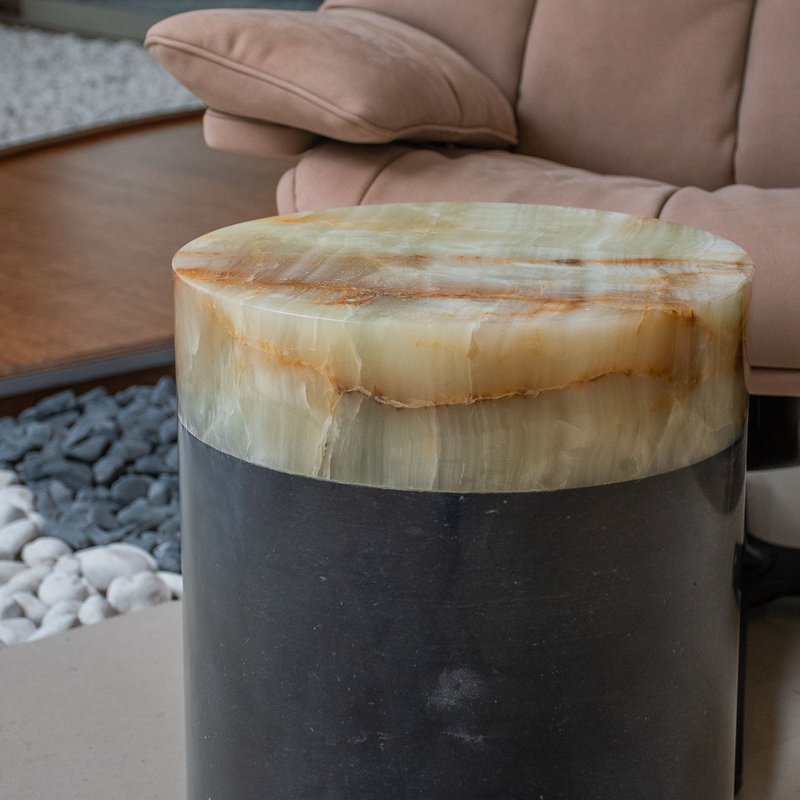 Mesa de centro Mármol negro y ónix verde claro
