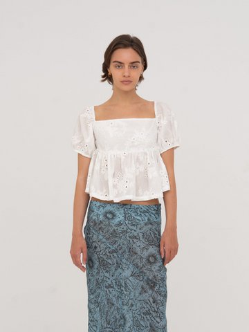 Vera Embroidered White Top