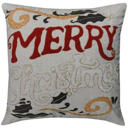 Ricamato beige e rosso – Fodera per cuscino / Kussenhoes – Natale 45×45 cm – Pelle Urbane