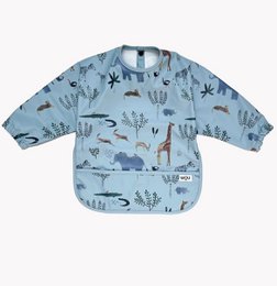 WOU - Baby bib sleeve bib waterproof with collection pocket in blue size S
