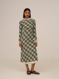 Clover Midi-Kleid mit grünem Karomuster