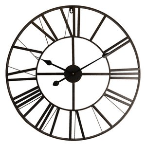 Wanduhr Ø 60 cm schwarze Metallwanduhr